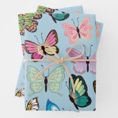 Farbenfrohe Schmetterlingsmuster Pastellblau Geschenkpapier Set (Beispiel)