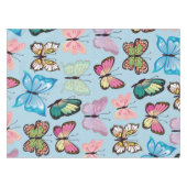 Farbenfrohe Schmetterlingsmuster Pastellblau Tischdecke (Vorderseite (Horizontal))