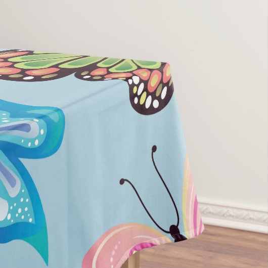 Farbenfrohe Schmetterlingsmuster Pastellblau Tischdecke (Beispiel)