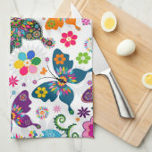Farbenfrohe Schmetterlingsmuster und Blume Geschirrtuch (Viertel Falte)