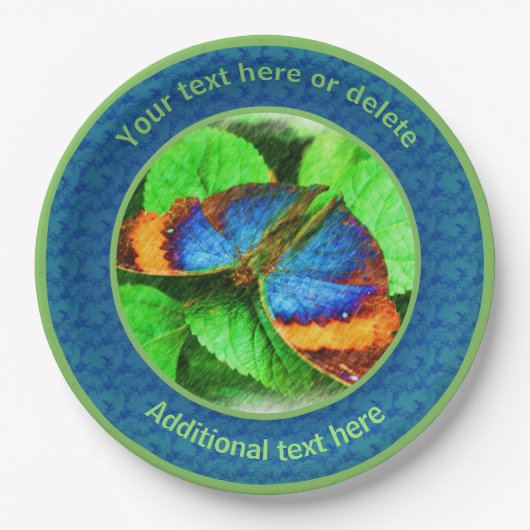 Farbenfrohe SchmetterlingsNatur Art Personalisiert Pappteller (Vorderseite)