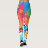 Farbenfrohe Schneebar Kunst Leggings (Rückseite)