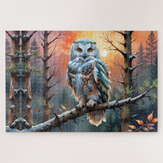 Farbenfrohe Schneeeule im Urwald Puzzle (Horizontal)