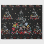 Farbenfrohe Schneefestliche Weihnachtsbaumlichter Geschenkpapier (Flach)