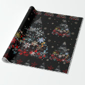 Farbenfrohe Schneefestliche Weihnachtsbaumlichter Geschenkpapier (Ungerollt)