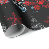 Farbenfrohe Schneefestliche Weihnachtsbaumlichter Geschenkpapier (Rolleneckpunkt)