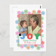 Farbenfrohe Schneeflocke Foto Holiday PostCard