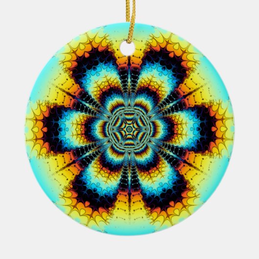 Farbenfrohe Schneeflocke Keramik Ornament (Vorne)