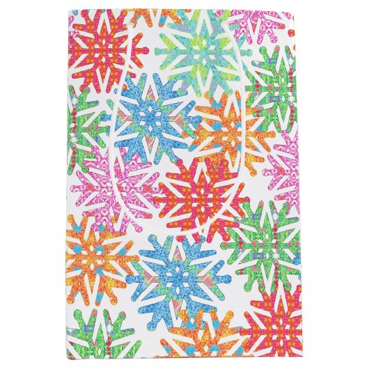 Farbenfrohe Schneeflocke Mittlere Geschenktüte (Vorderseite)