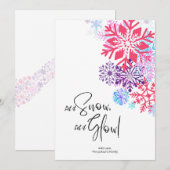 Farbenfrohe Schneeflocke Weihnachtskarte Einladung (Vorne/Hinten)