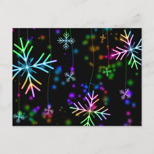 Farbenfrohe Schneeflocke Weihnachtsmuster Postkart Feiertagspostkarte