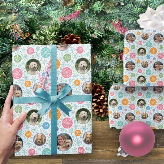 Farbenfrohe Schneeflocken 3 Foto Geschenkpapier