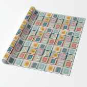 Farbenfrohe Schneeflocken auf Pastell-Patchwork Geschenkpapier (Ungerollt)
