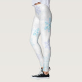 Farbenfrohe Schneeflocken auf Weiß Leggings (Links)