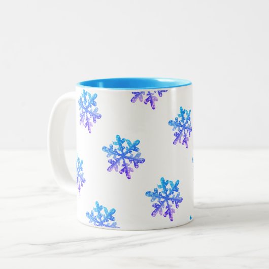 Farbenfrohe Schneeflocken Geschenk Tasse (Vorderseite Links)