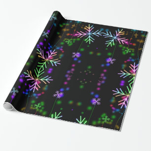 Farbenfrohe Schneeflocken Geschenkpapier