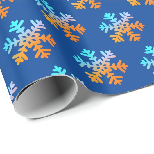 Farbenfrohe Schneeflocken Geschenkpapier (Rolleneckpunkt)