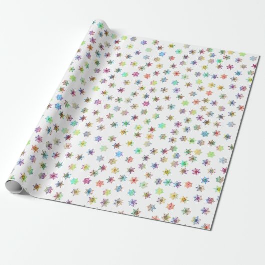 Farbenfrohe Schneeflocken Geschenkpapier (Ungerollt)