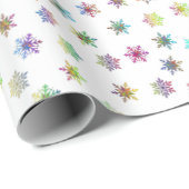Farbenfrohe Schneeflocken Geschenkpapier (Rolleneckpunkt)