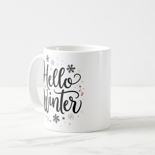 Farbenfrohe Schneeflocken Hallo Winter Elegante We Kaffeetasse (Vorderseite Links)