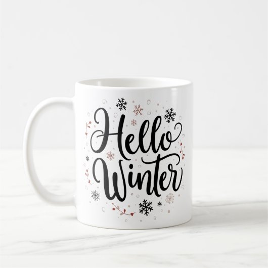 Farbenfrohe Schneeflocken Hallo Winter Elegante We Kaffeetasse (Links)