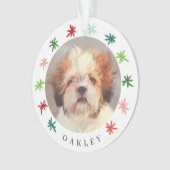 Farbenfrohe Schneeflocken Haustier 2 Foto Weihnach Ornament (Vorderseite)