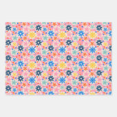 Farbenfrohe Schneeflocken im rosa Urlaubsmuster Geschenkpapier Set (Vorderseite 3)