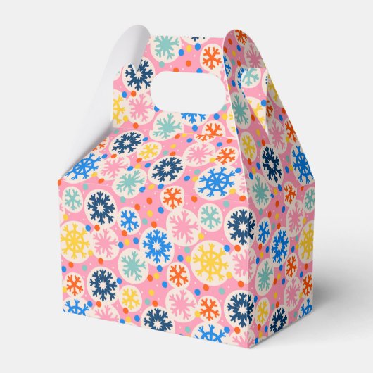 Farbenfrohe Schneeflocken im rosa Urlaubsmuster Geschenkschachtel (Vorderseite)
