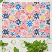 Farbenfrohe Schneeflocken im rosa Urlaubsmuster Geschirrtuch (Gefaltet)