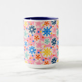 Farbenfrohe Schneeflocken im rosa Urlaubsmuster Tasse (Zentrum)
