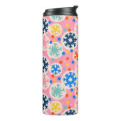 Farbenfrohe Schneeflocken im rosa Urlaubsmuster Thermosbecher (Nach links gedreht)