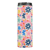 Farbenfrohe Schneeflocken im rosa Urlaubsmuster Thermosbecher (Rückseite)