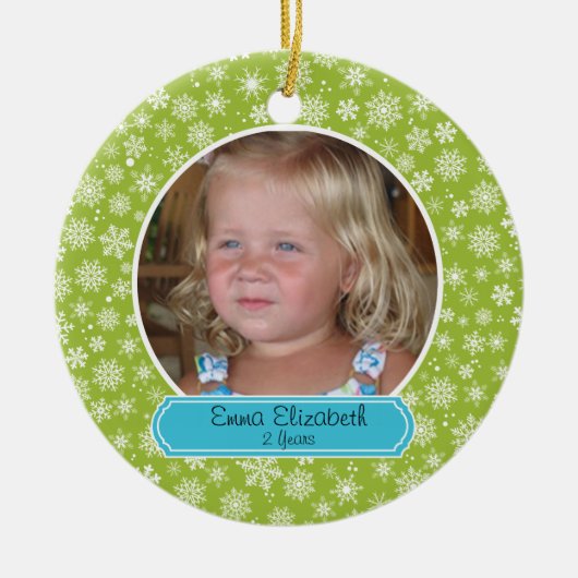 Farbenfrohe Schneeflocken Keramikornament (Vorne)