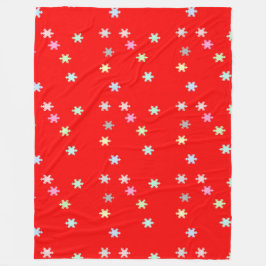 Farbenfrohe Schneeflocken Red Blankon Fleecedecke