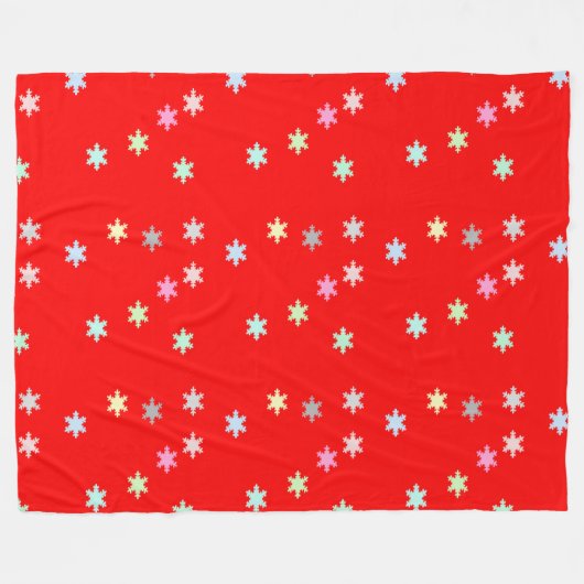 Farbenfrohe Schneeflocken Red Blankon Fleecedecke (Vorderseite (Horizontal))