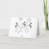 Farbenfrohe Schneeflocken und Rentiere Karte (Rückseite)