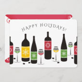 Farbenfrohe Schneeflocken Weingläser Weihnachtskar Feiertagskarte (Vorne/Hinten)