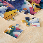 Farbenfrohe Schneeskifahrer Collage Puzzle (Seite)