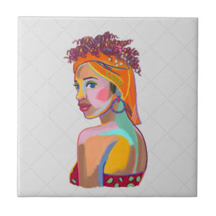 Farbenfrohe schöne Girl Art Abstract Design Throw Fliese