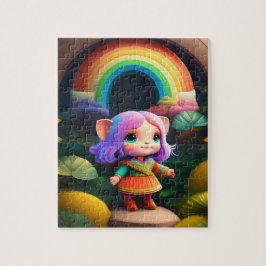 Farbenfrohe, schöne kleine Niedliche Elf Girl Puzzle