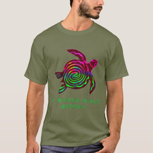 Farbenfrohe, schöne St. Simons Island GA Sea Turtl T-Shirt (Vorderseite)