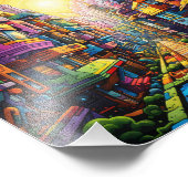 farbenfrohe schöne Stadt Fotodruck (Ecke)