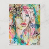Farbenfrohe schöne weibliche Schmetterlinge whimsi Postkarte (Vorderseite)