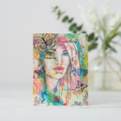 Farbenfrohe schöne weibliche Schmetterlinge whimsi Postkarte (Stehend Vorderseite)