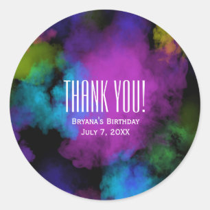 Farbenfrohe Schönheit zum Geburtstag Runder Aufkleber