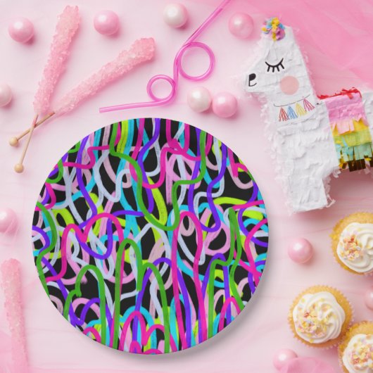 Farbenfrohe Schriftzeichen Pappteller (Party)