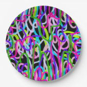 Farbenfrohe Schriftzeichen Pappteller (Vorderseite)