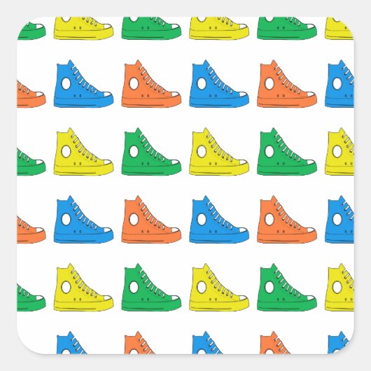 Farbenfrohe Schuhe Quadratischer Aufkleber (Vorderseite)