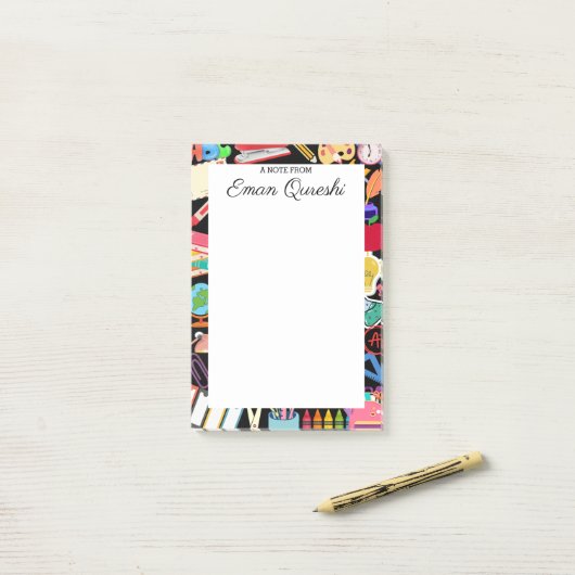 Farbenfrohe Schule versorgt Personalisierten Lehre Post-it Klebezettel (Auf Schreibtisch)