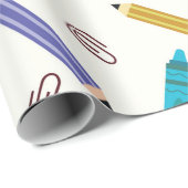 Farbenfrohe Schulkrippen und Stifte Muster Geschenkpapier (Rolleneckpunkt)